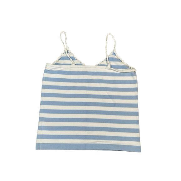 vintage y2k ralph lauren knit blue/white stripe cami top cottagecore coastal XS - Picture 3 of 9